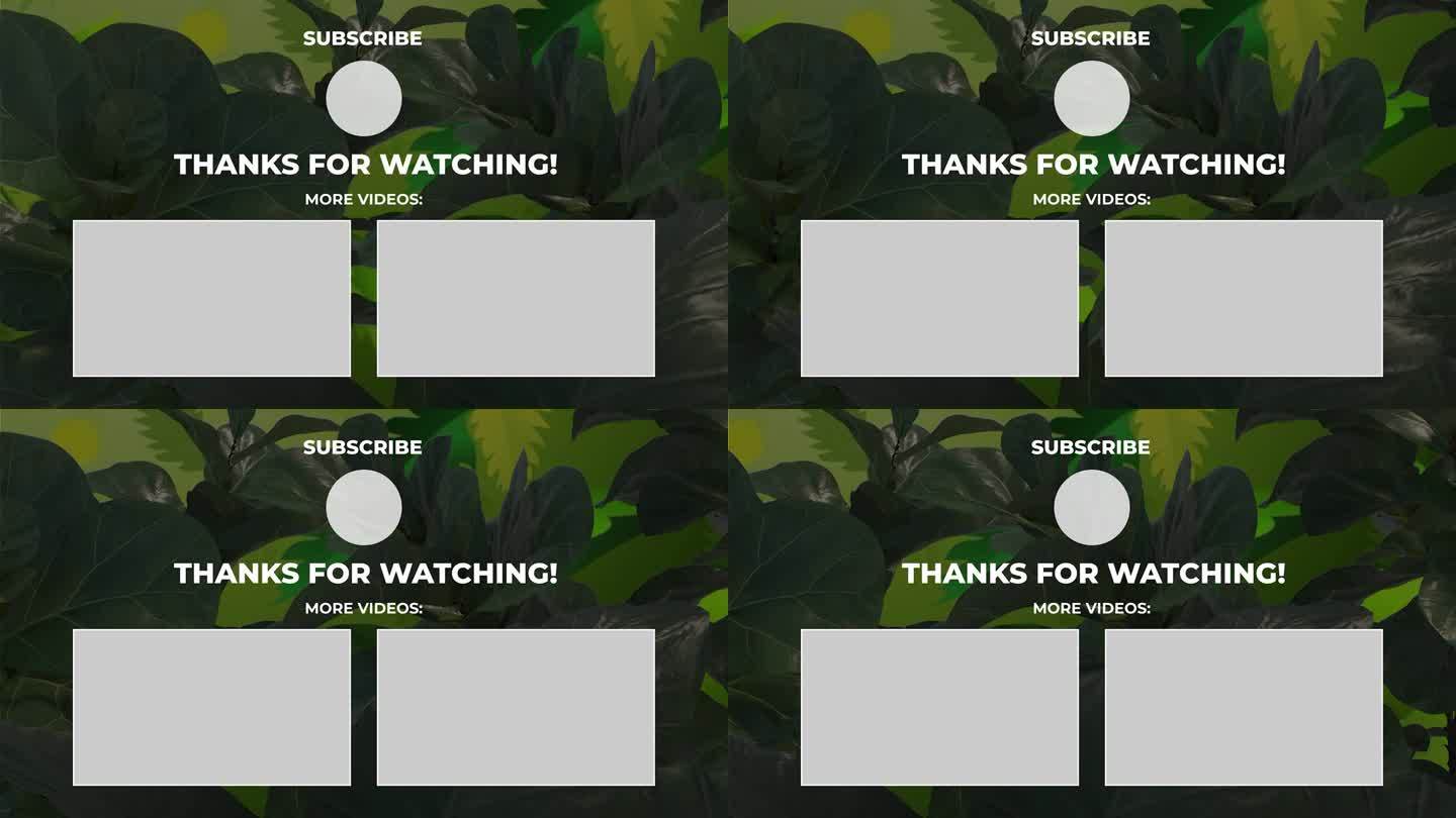 Youtube端屏，绿色的Youtube端屏用叶子装饰