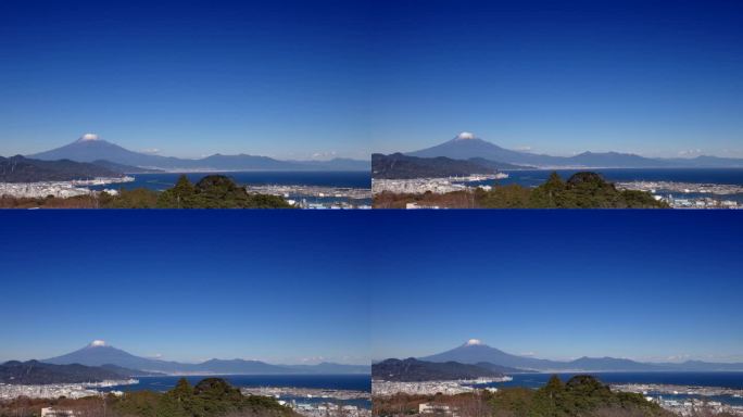 从山上看富士山和静冈海