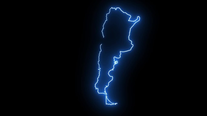 动画阿根廷地图图标与发光的霓虹灯效果
