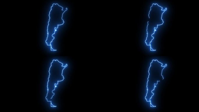 动画阿根廷地图图标与发光的霓虹灯效果