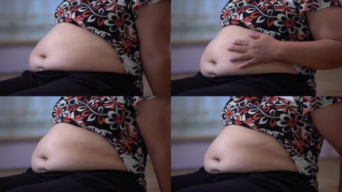 C088中老年妇女大肚子肥胖特写