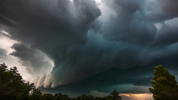 积雨云遮天蔽日云层透光空境云翻滚