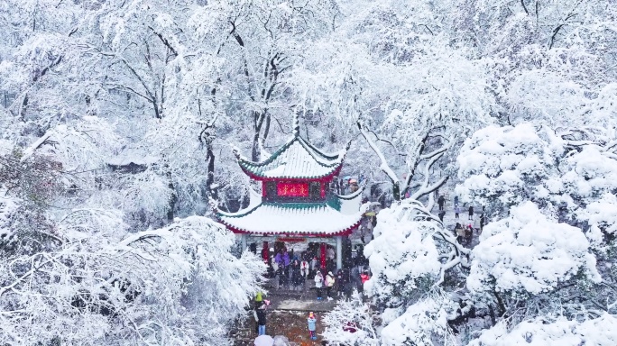 4k长沙爱晚亭雪景