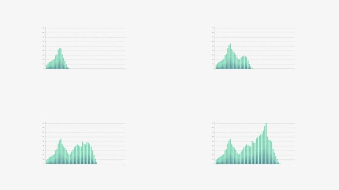 动画的未来主义柱直方图，白色背景上的图形和图表，用户屏幕仪表板或界面图形，线条，表面，情感和彩色图表