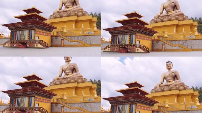 不丹廷布的大佛多丹摩雕像。不丹山区的巨大坐佛雕像。