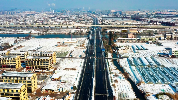 台州市台州湾新区雪景航拍