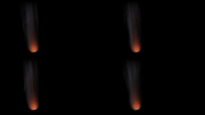 流星与烟雾在快速的速度，透明的背景
