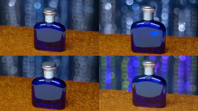 桌上放着一瓶蓝色的男士淡香水