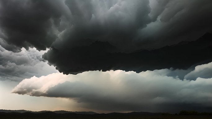 积雨云遮天蔽日云层透光空境云翻滚