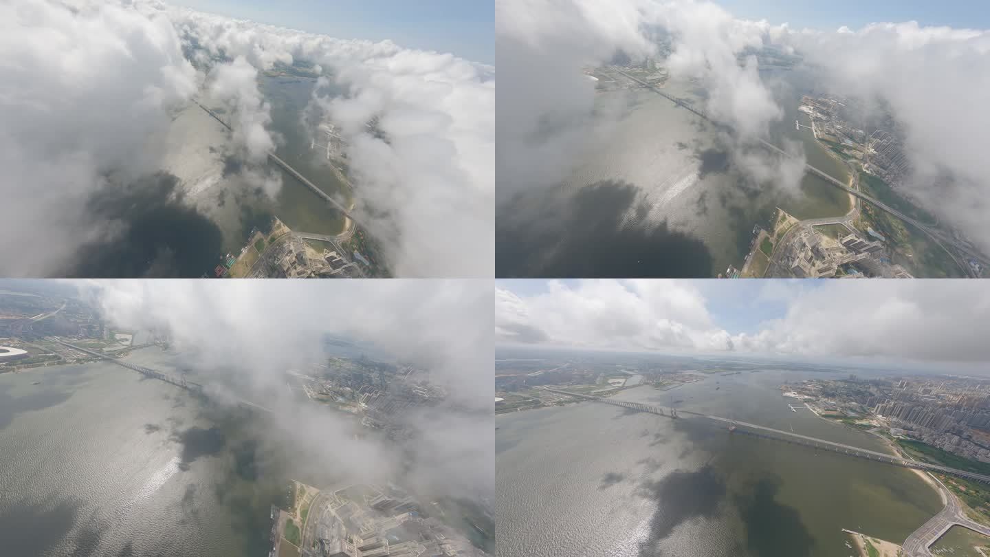 FPV视角穿云俯冲去看海湾大桥