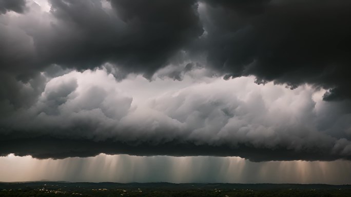 积雨云遮天蔽日云层透光空境云翻滚