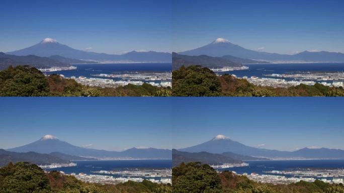 从山上看富士山和静冈海