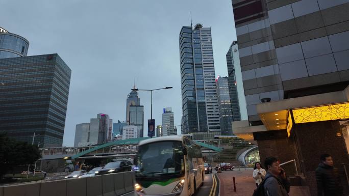 香港中环城市风光车水马龙马路车流延时