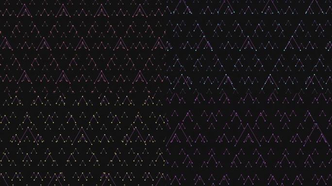 之字形三角形和方格构成黑色和紫色的图案