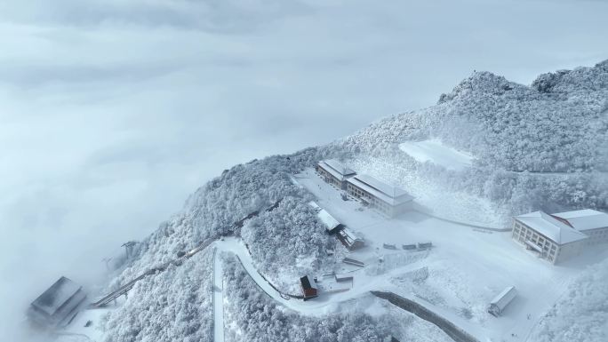 航拍陕西汉中龙头山雪景-14