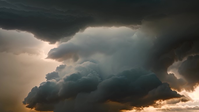 积雨云遮天蔽日云层透光空境云翻滚