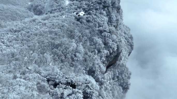 航拍陕西汉中龙头山雪景云海-48