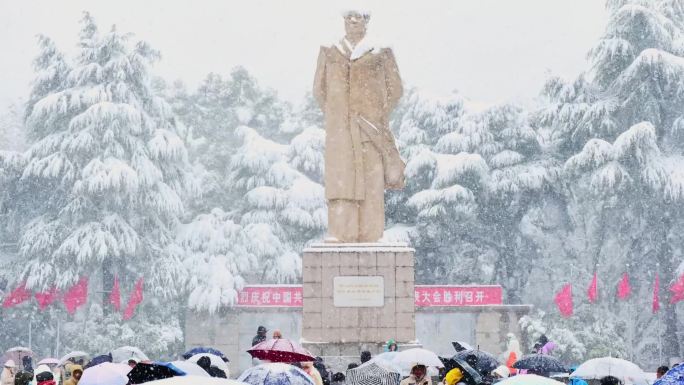 4k长沙大雪湖南大学下雪升格慢镜头