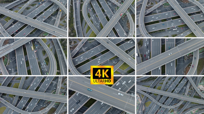 4K城市车流立交桥交通发展