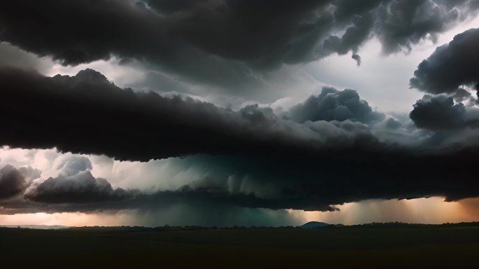 积雨云遮天蔽日云层透光空境云翻滚