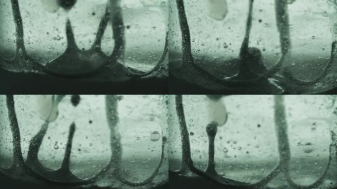 高速慢速运动的油在气泡中缓缓上升