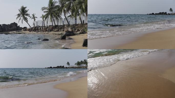 4K超清热带海浪拍打沙滩画面