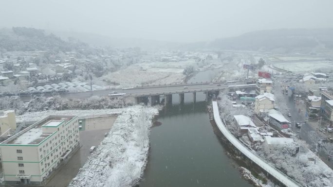 绵阳新桥雪景航拍