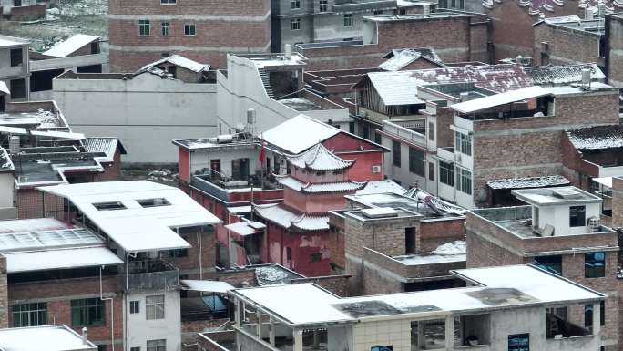 航拍于都利村2024年雪景