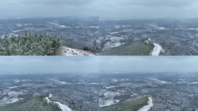 航拍于都利村2024年高山雪景