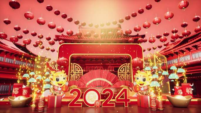 【4K】春节LED大屏背景展台9