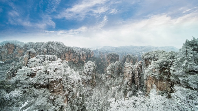 张家界黄石寨雪景延时