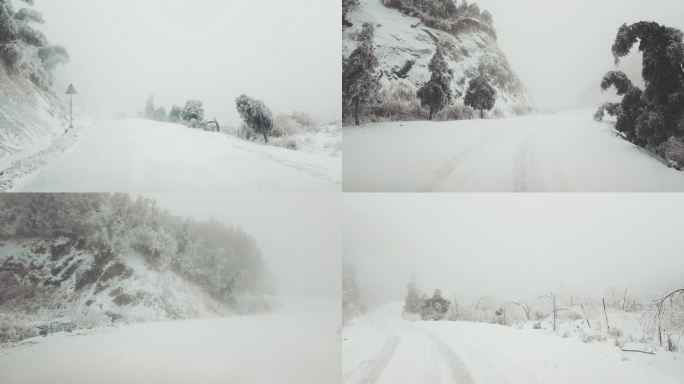 在冬季风雪中的道路前行-广西桂林资源县