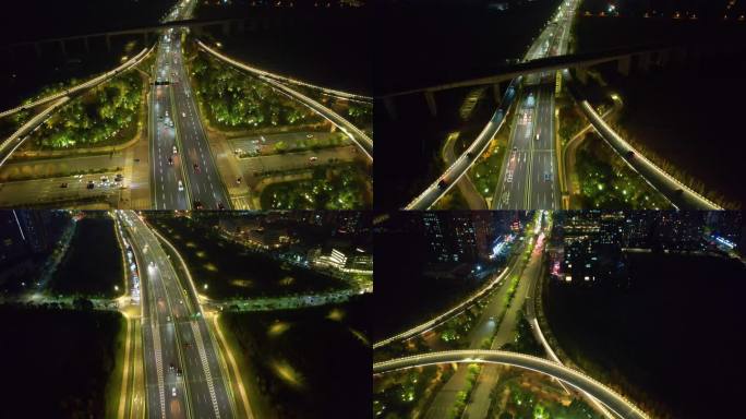 杭州萧山区立交桥夜景视频素材
