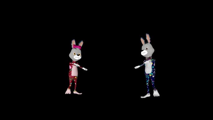 复活节夫妇兔子跳舞，循环，阿尔法频道