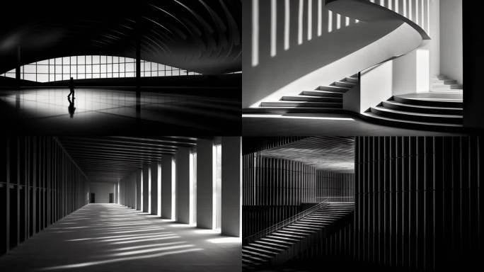 抽象建筑黑白光影 创意空间