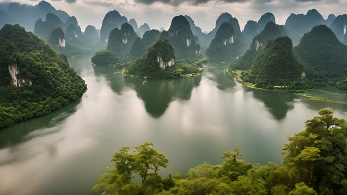 桂林漓江山水片头航拍桂林桂林阳朔广西桂林