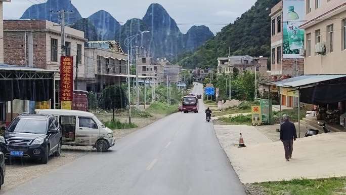 国道乡镇道路柏油路绿化小路小道旁美化花带