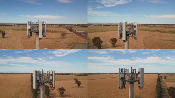 绕着位于澳大利亚维多利亚州小麦围场中间的移动电话塔转
