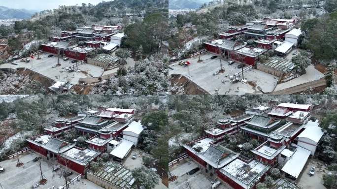 航拍于都碧玉禅寺2024年雪景