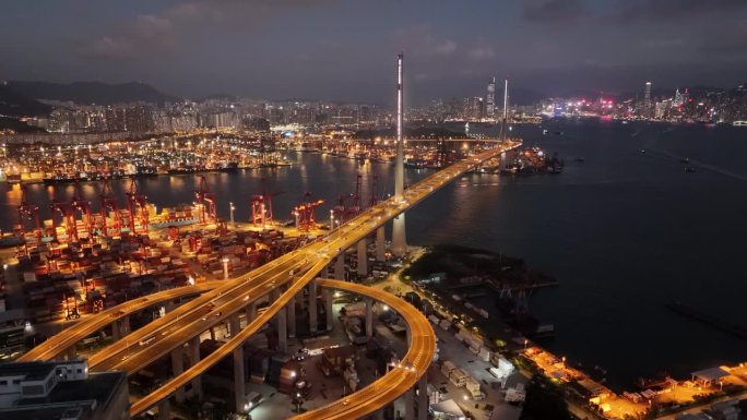 昂船洲大桥及青沙高速公路的夜景