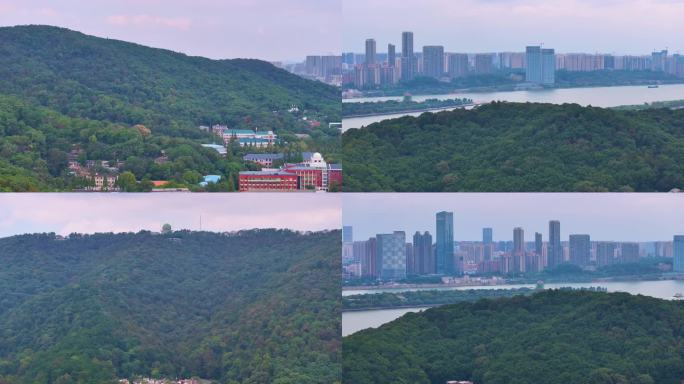 湖南长沙岳麓山风景名胜区航拍岳麓区城市风