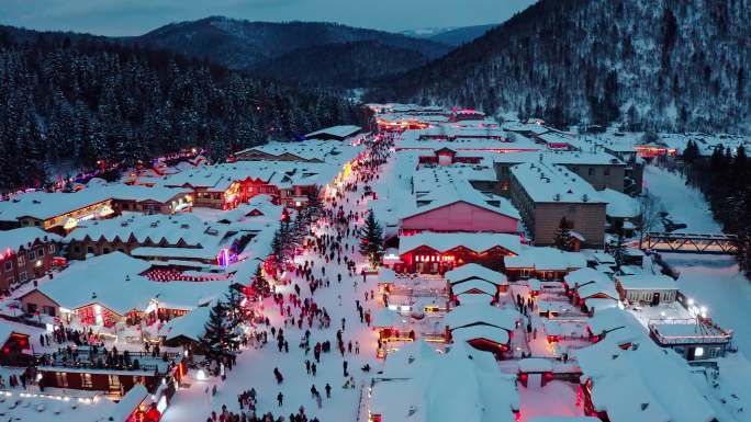 雪乡的夜景，童话般的世界