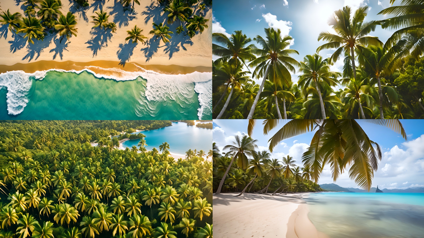 椰树 椰树林 沙滩 海岛 海边 海滩