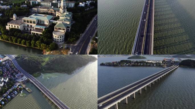 航拍跨江大桥苏州太湖2号桥