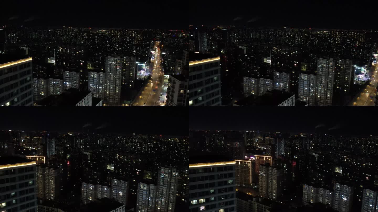 济南夜景楼房俯拍