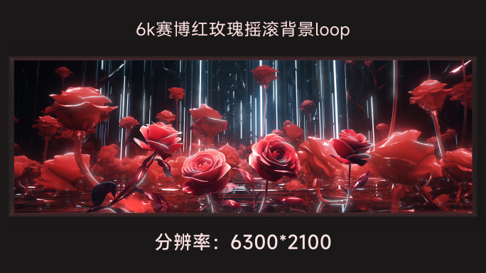 6k赛博红玫瑰摇滚背景loop