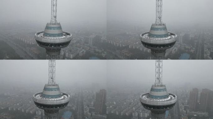 四川省德阳市旌阳区德阳之星冬日雪景航拍