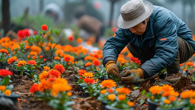 花农种花 花卉世界 公园春天的年花展览