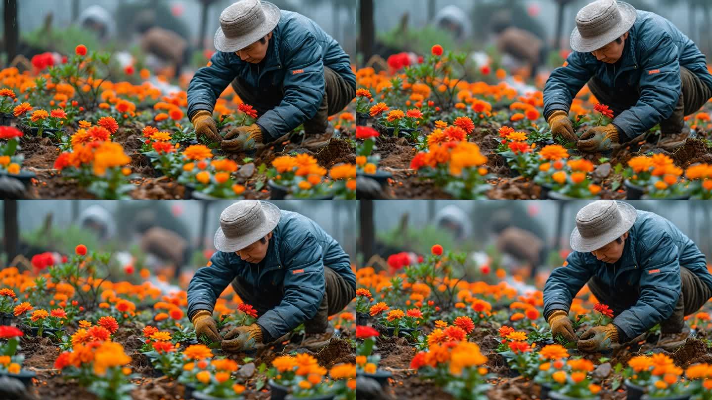 花农种花 花卉世界 公园春天的年花展览