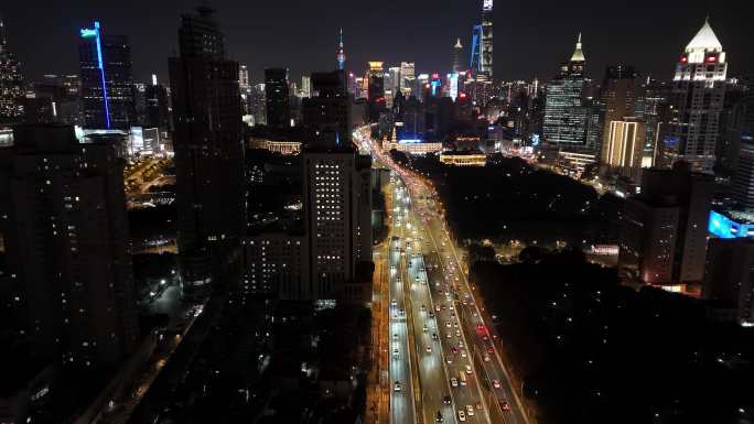 上海延安高架夜景车流